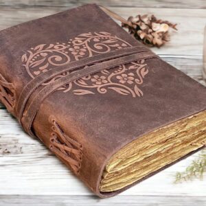 Leather Journal, Beautiful Heart Embossed Journals