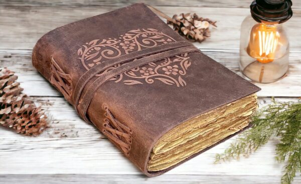 Leather Journal, Beautiful Heart Embossed Journals