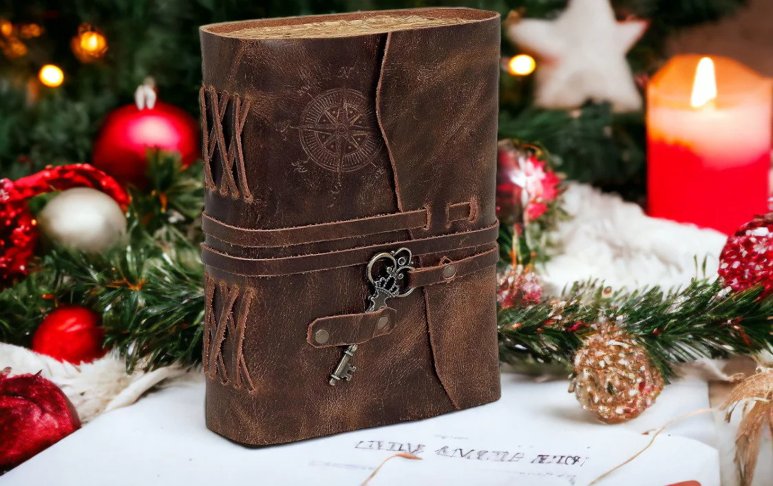 Compass Vintage Leather Journal Antique Handmade Bound Journal